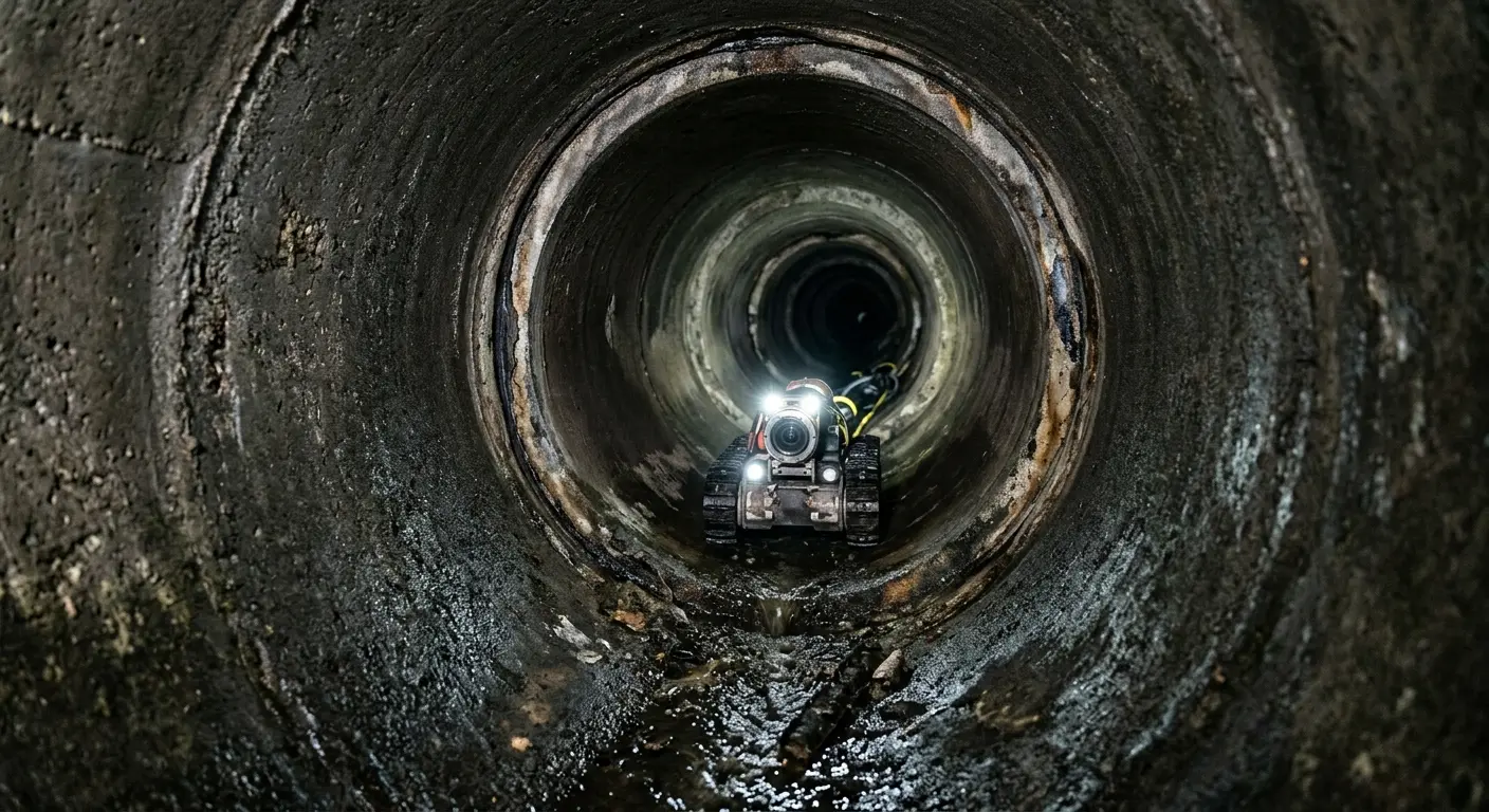 Robotic sewer camera inspecting pipe interior for Drain Snake Service in Sedona